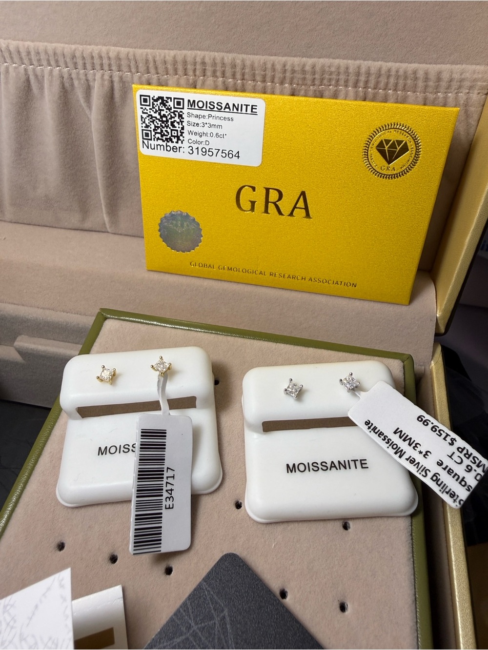 Moissanite Stud Earrings - Gold and Silver Tones